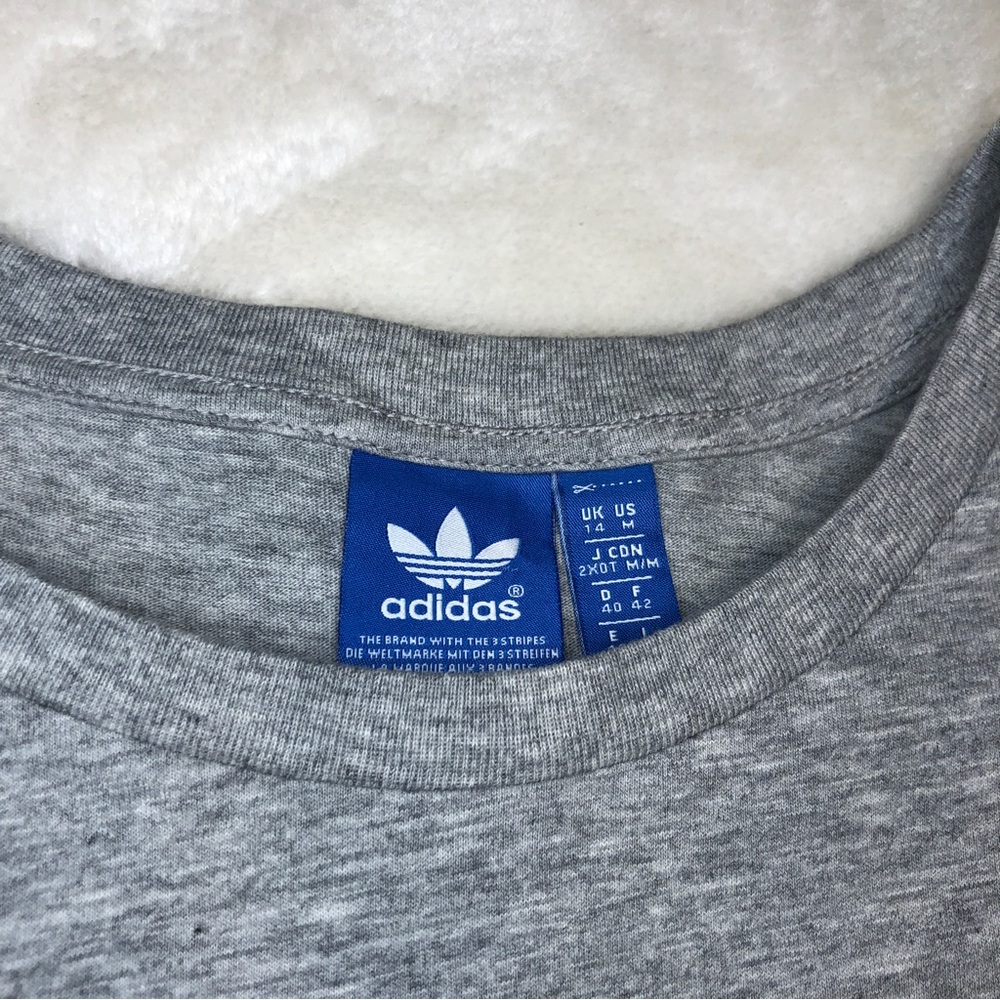 Adidas Grey Striped Cropped T-shirt Size Medium - Picture 5 of 7